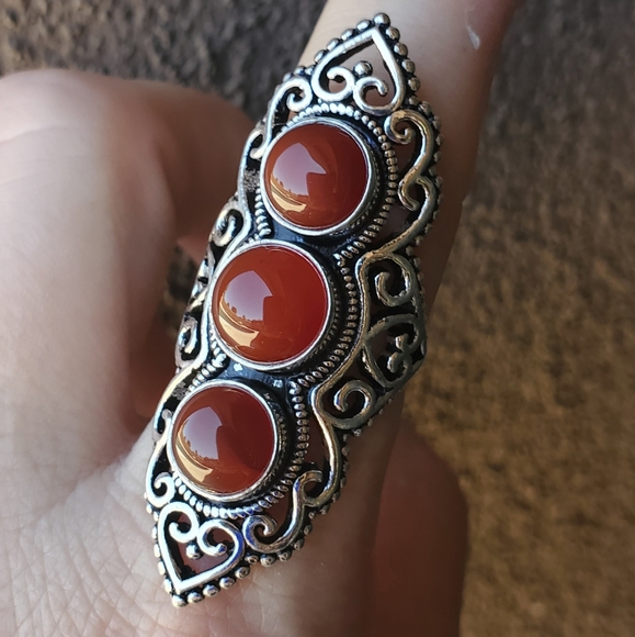 New Stunning Carnelian 925 Silver Statement Ring. - Picture 4 of 15